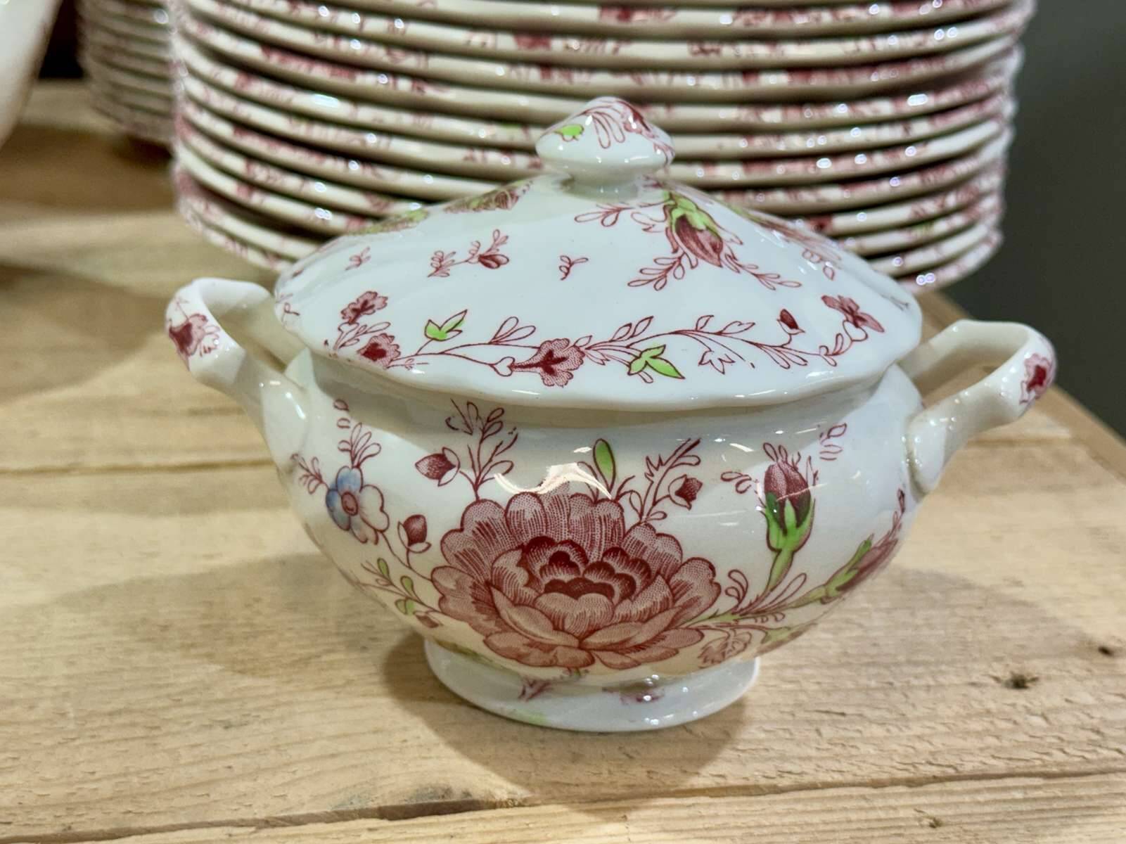English porcelain service by Johnson Bros model Rose Chintz.