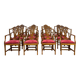 Set of 12 English Regency style beech armchairs from the 1970s.