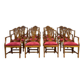 Suite de 12 fauteuils anglais de style Regency en hêtre des années 1970