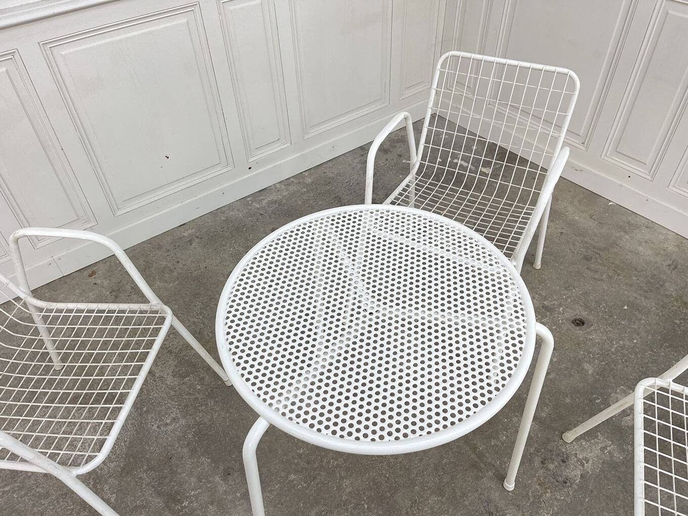 Emu 1970 garden furniture in white lacquered metal