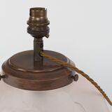 Lampe de table Art déco britannique Jobling des années 1930 en verre rose mat