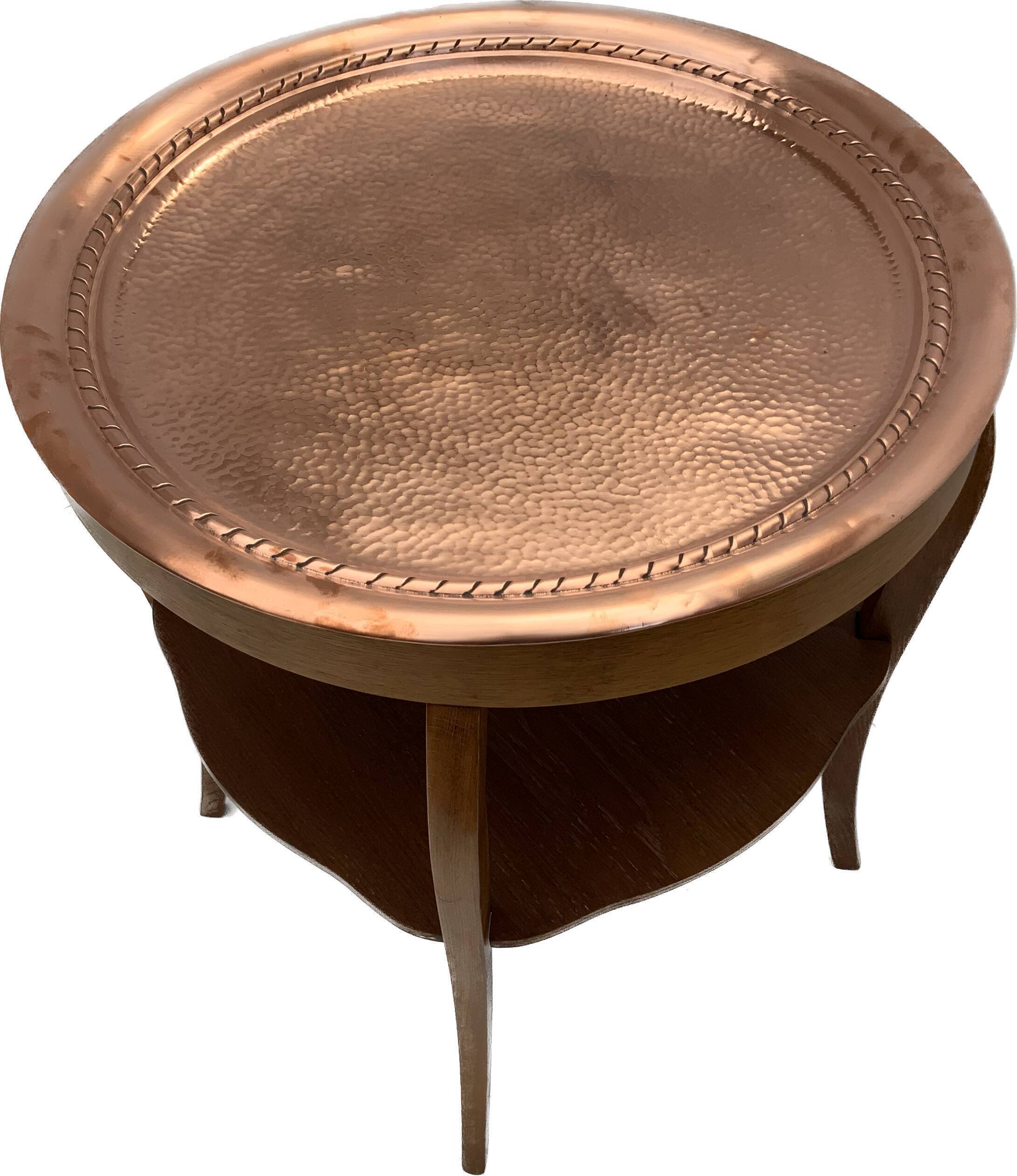 Art deco side table, copper top 1930s