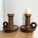 Pair of turned wooden candlesticks from the 70s
