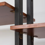 Italian mid century 2 bay teak wall unit free standing, 1960s