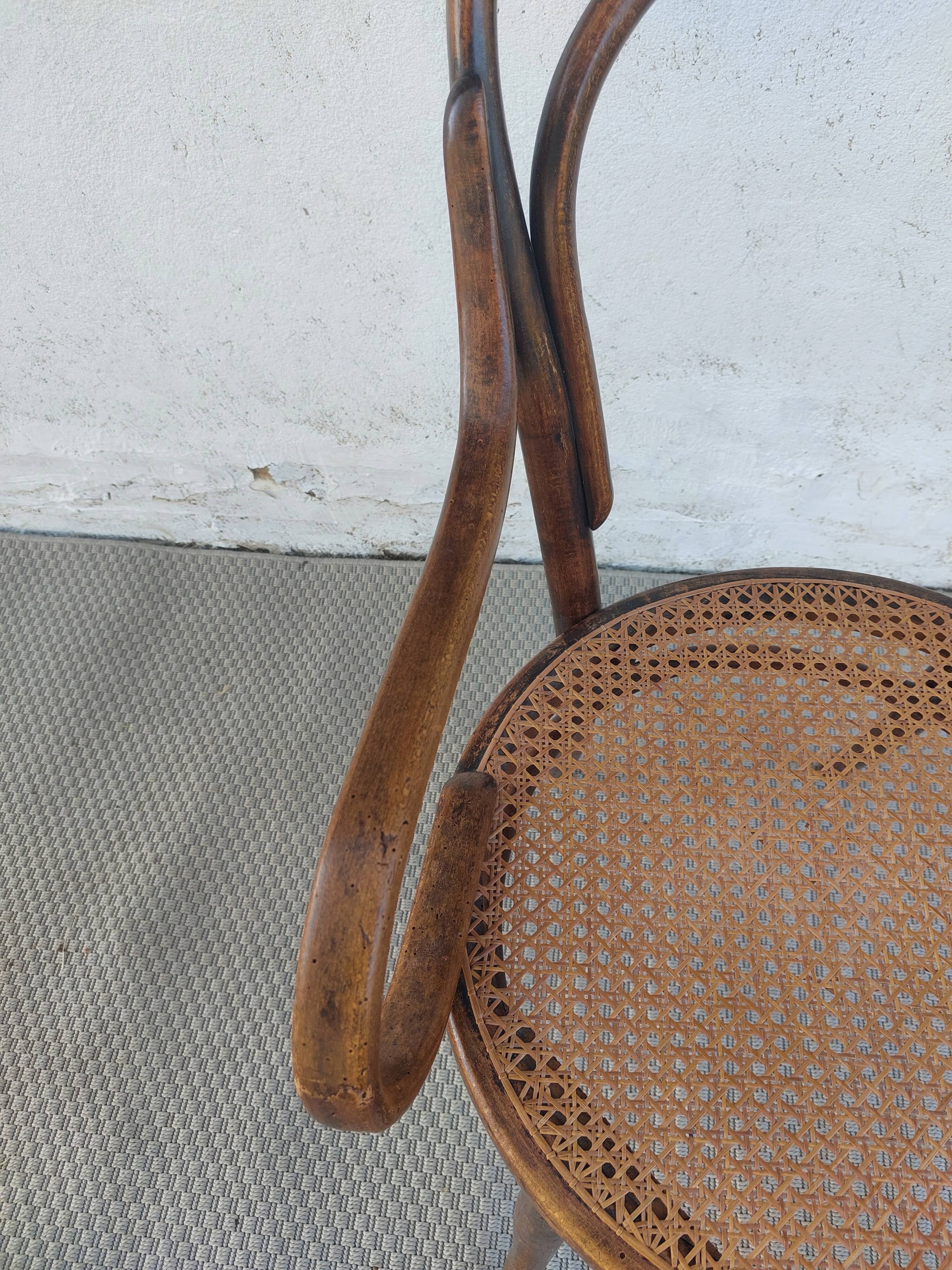 Fauteuil canné et bois courbé style Thonet Fischel, années 30
