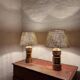Vintage Bergboms Bitossi table lamps, ceramic with copper glaze, Sweden 1960s.