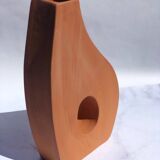 Vase plat faïence rouge fait-main
