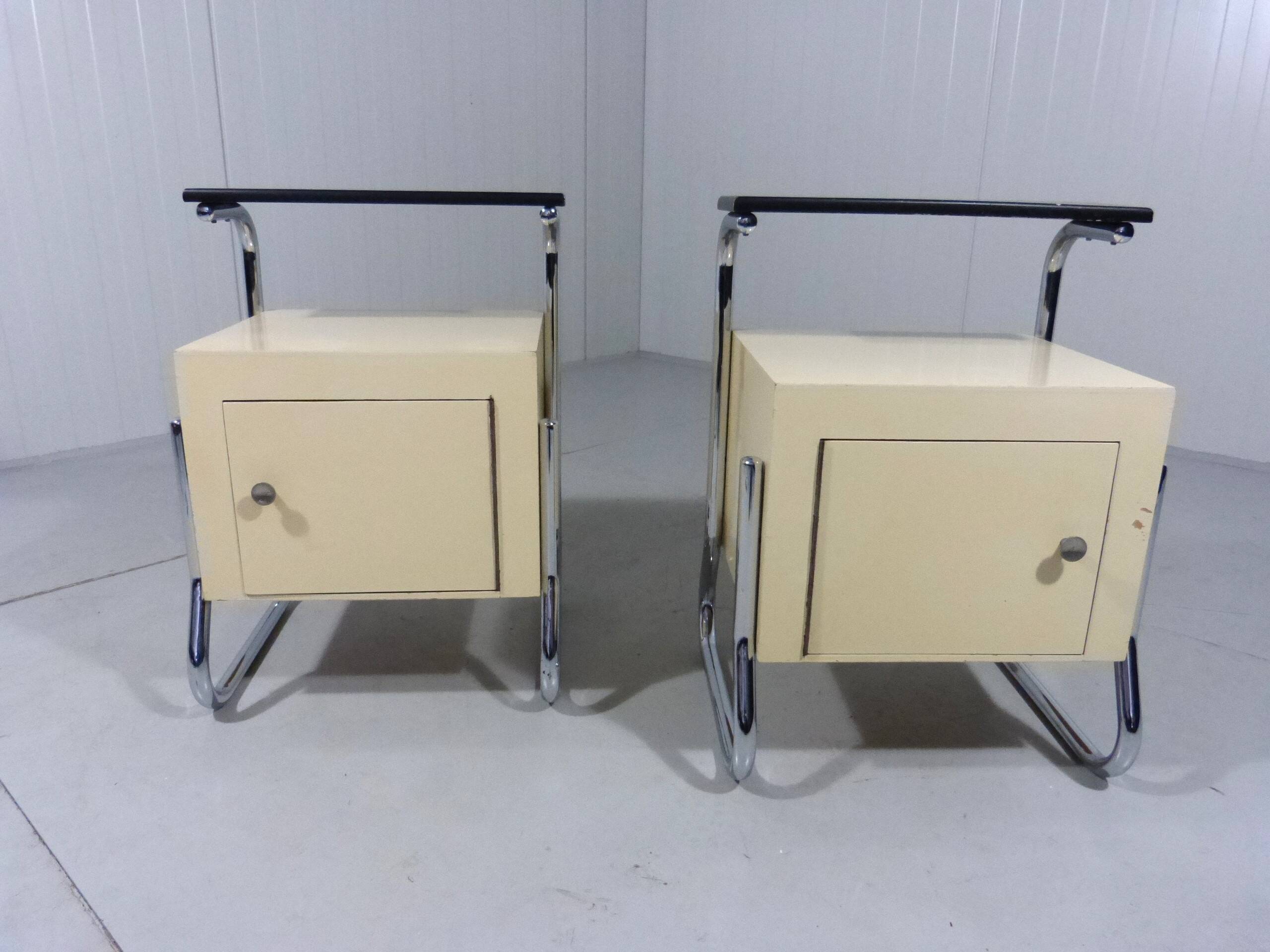 Set of 2 tubular bedside tables from the 50s