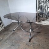 Large chrome and smoked glass table from the 70s
