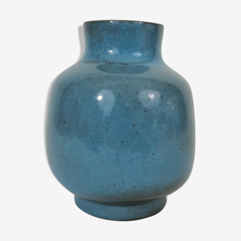 Vase émaillée Bleu de Jacques et Dani Ruelland 1960s