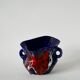 Ceramic vase / fat lava red, blue and white, 1970