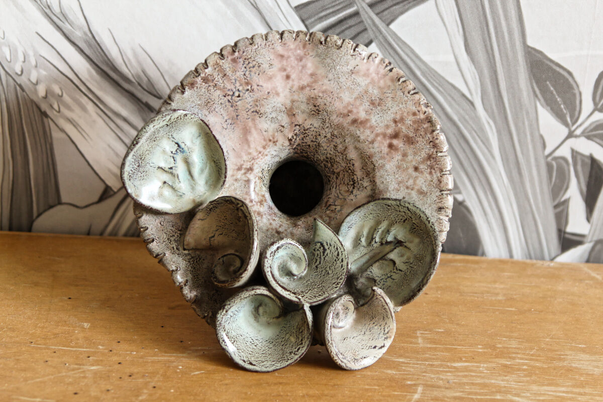 Glazed terracotta candle holder