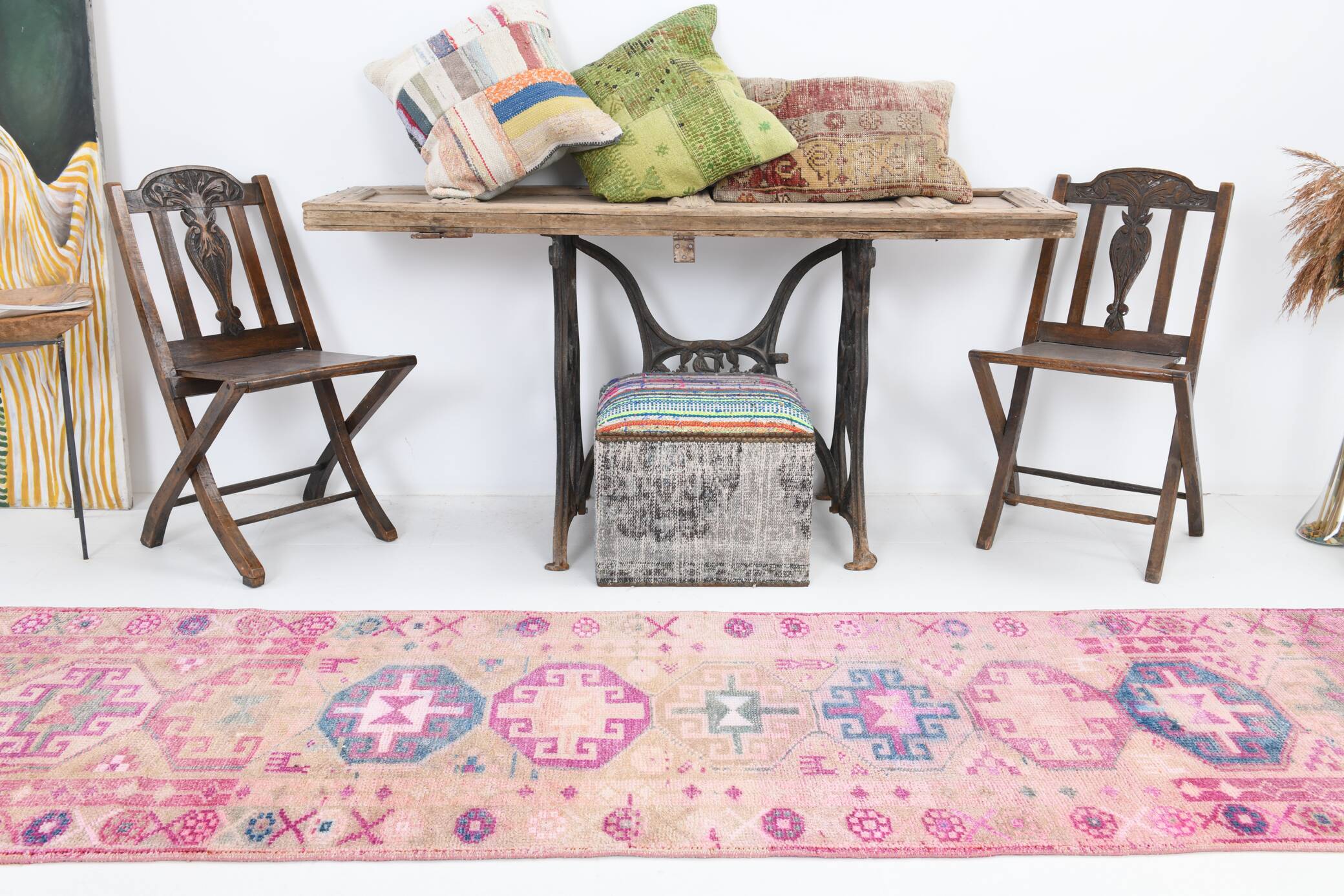 3x10 Rug For Hallway Pink Vintage Runner Rug, 85x318Cm