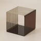 Side table, bedside table in plexiglass and chrome metal, around 1970.