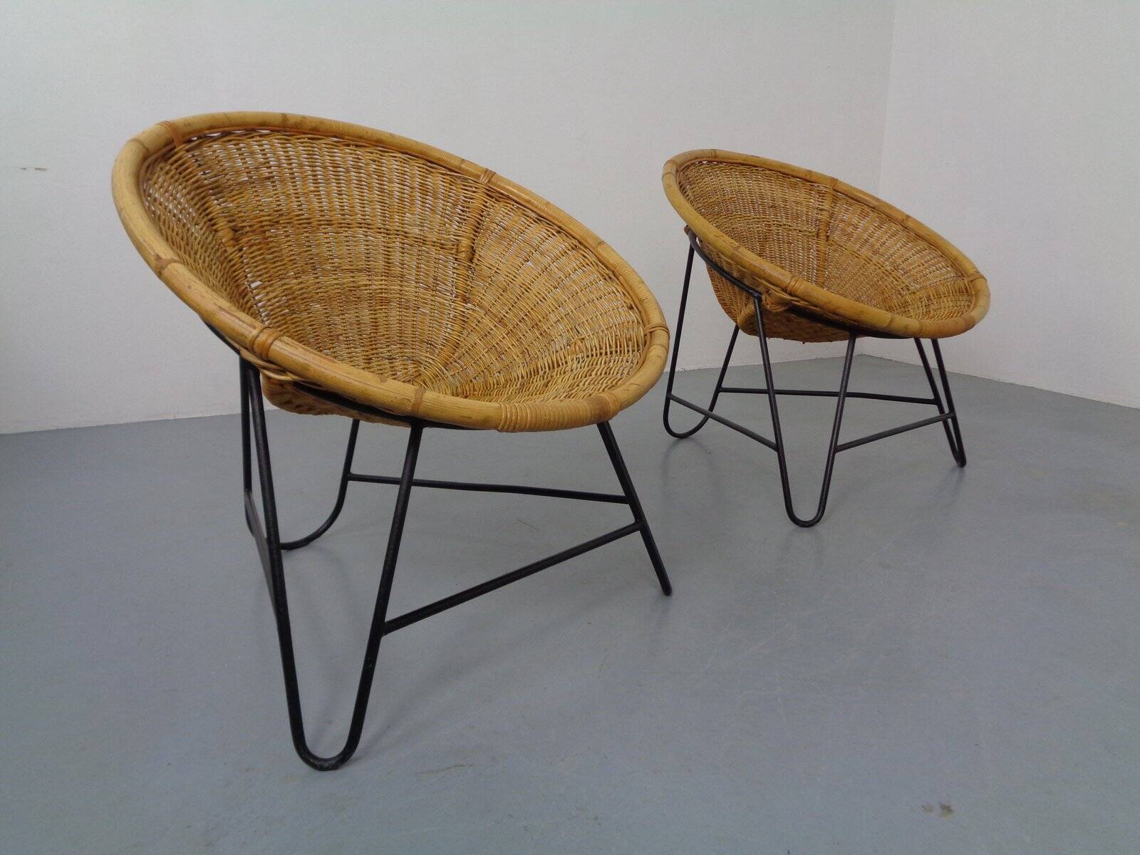 Mid-Century German Bamboo Chairs, 1960s, Set of 2