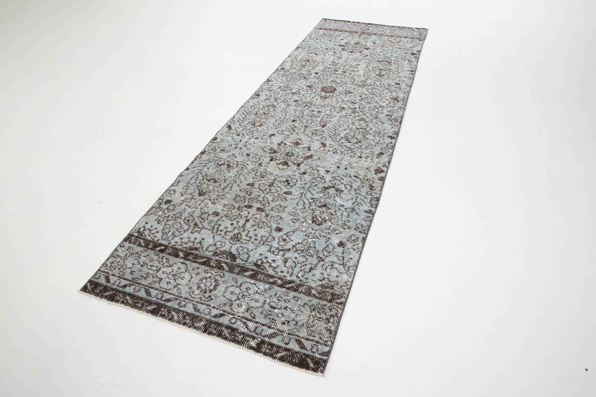 3x9 Rug For Kitchen Gray Vintage Runner Rug, 82x266Cm SK 3397