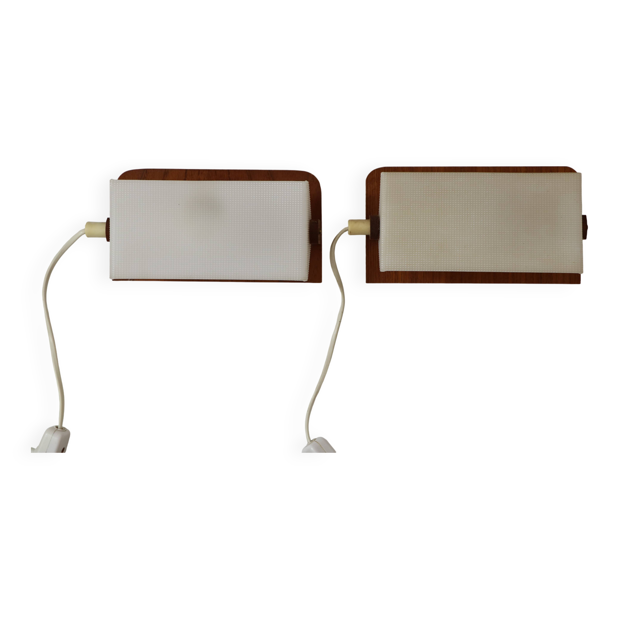 Pair of Scandinavian adjustable teak wall lights 1960