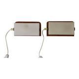 Paire d'appliques murales orientables scandinaves en teck 1960