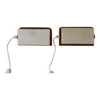 Pair of Scandinavian adjustable teak wall lights 1960