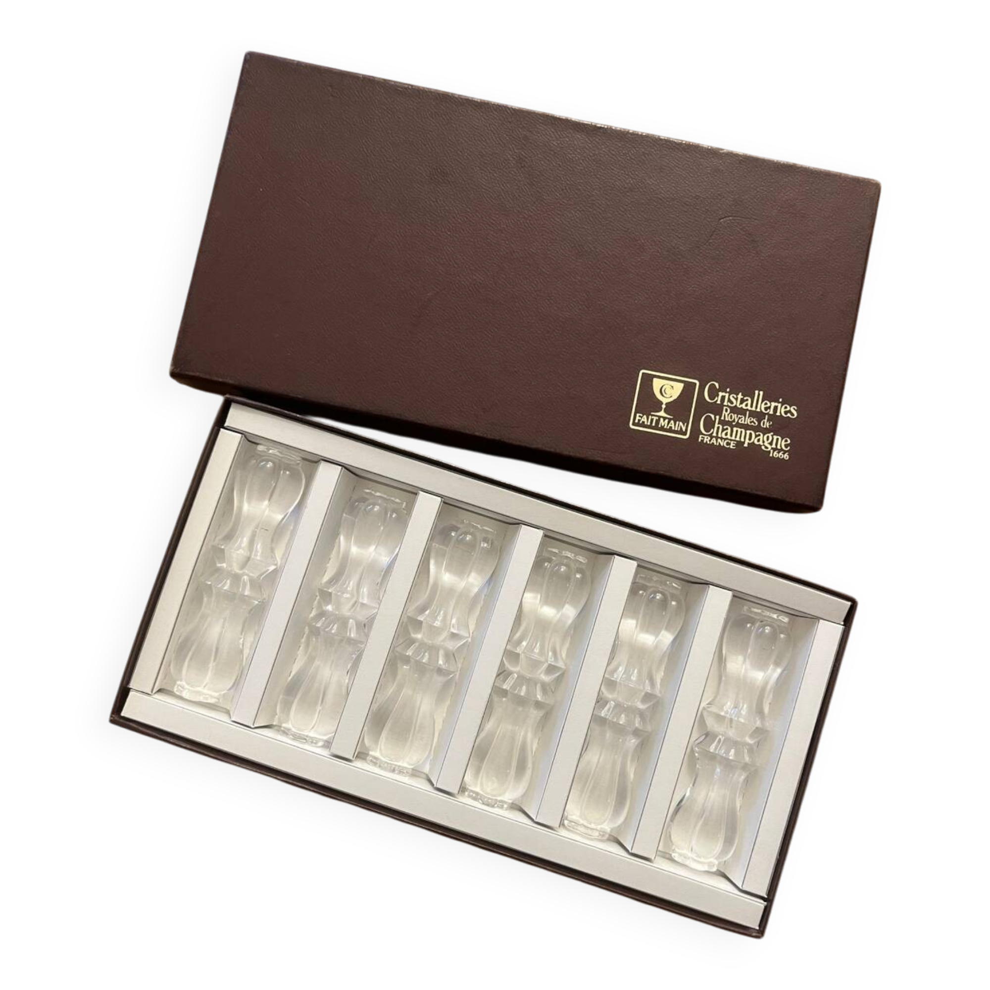 Set of 6 crystal knife rests