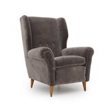 Set of grey velvet armchairs, 1950s.