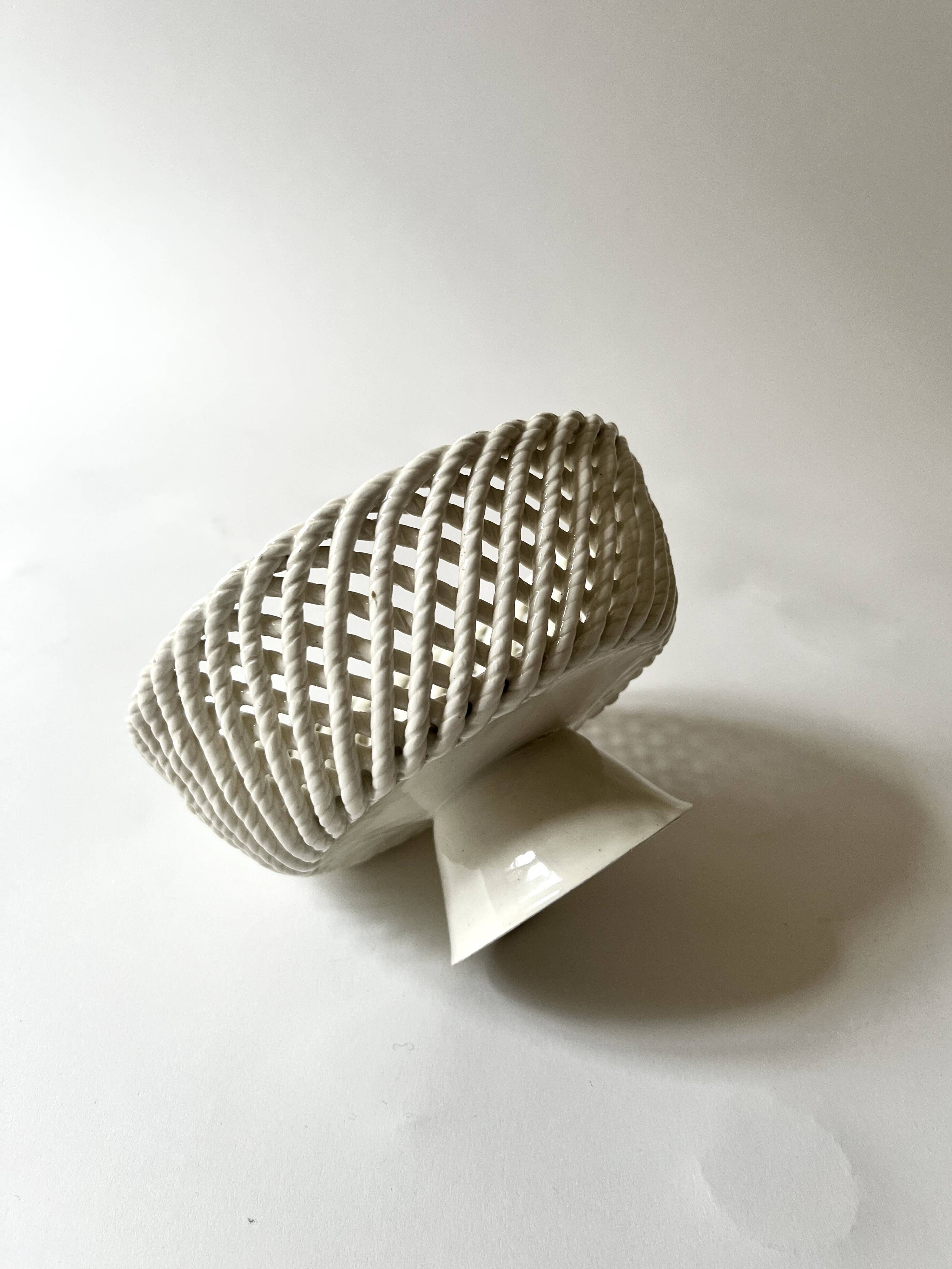 handwoven ceramic bowl/table centrepiece, Italy circa 1970