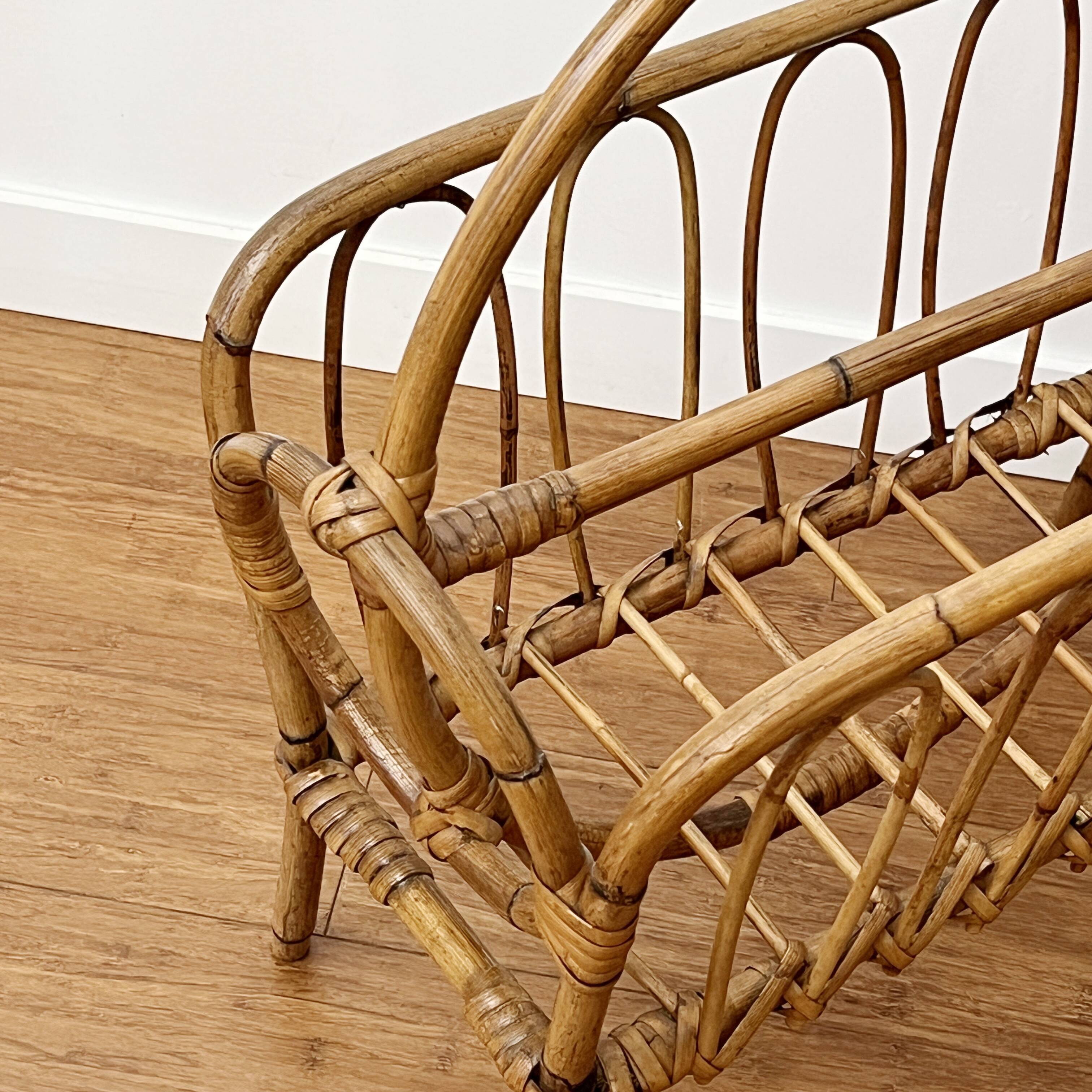 Rattan magazine rack