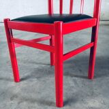 Mid-Century Modern Design Red Dining Chair Set, Belgium, 1960s, Set of 6