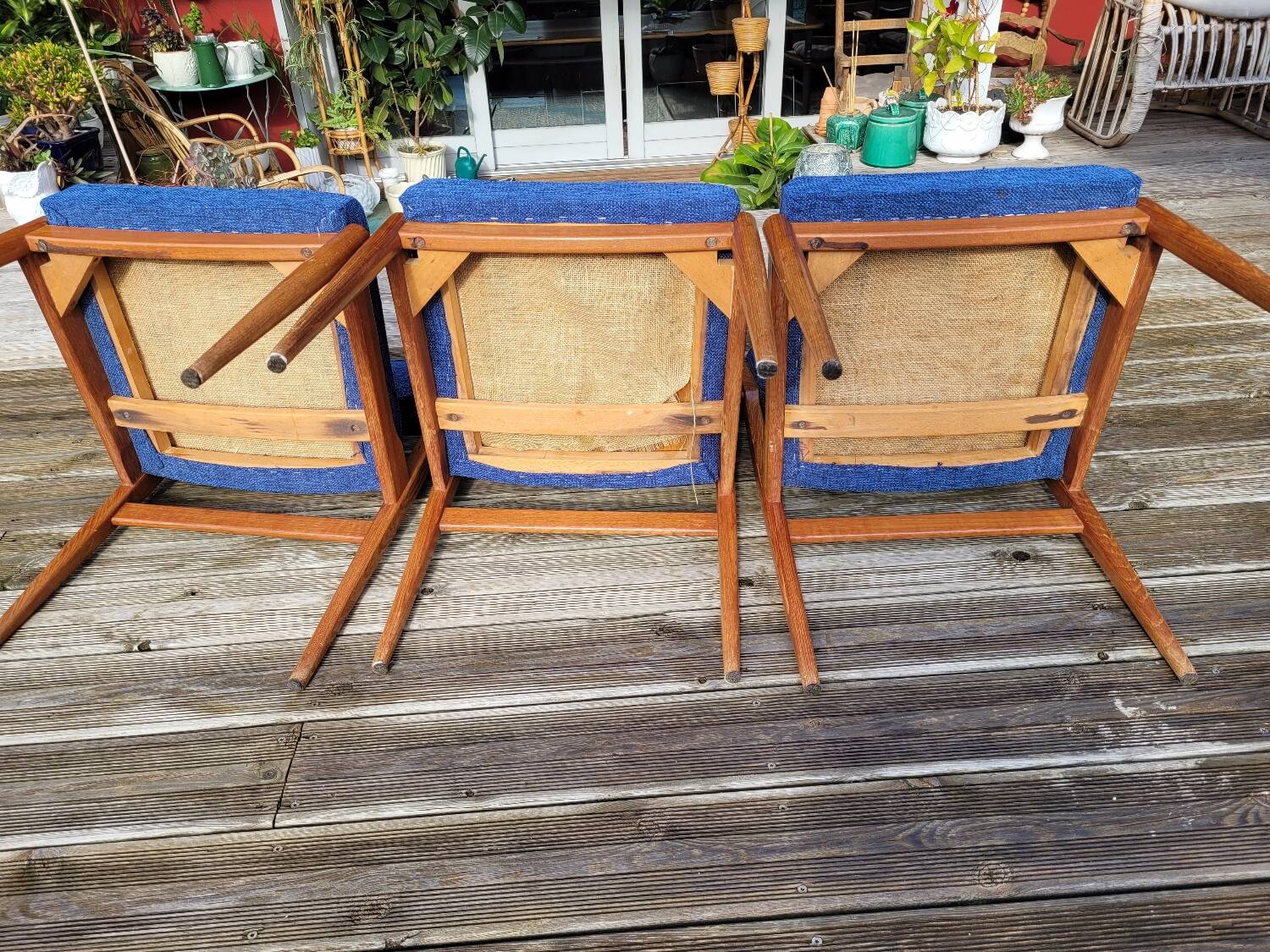 Set of 3 padded seat chairs