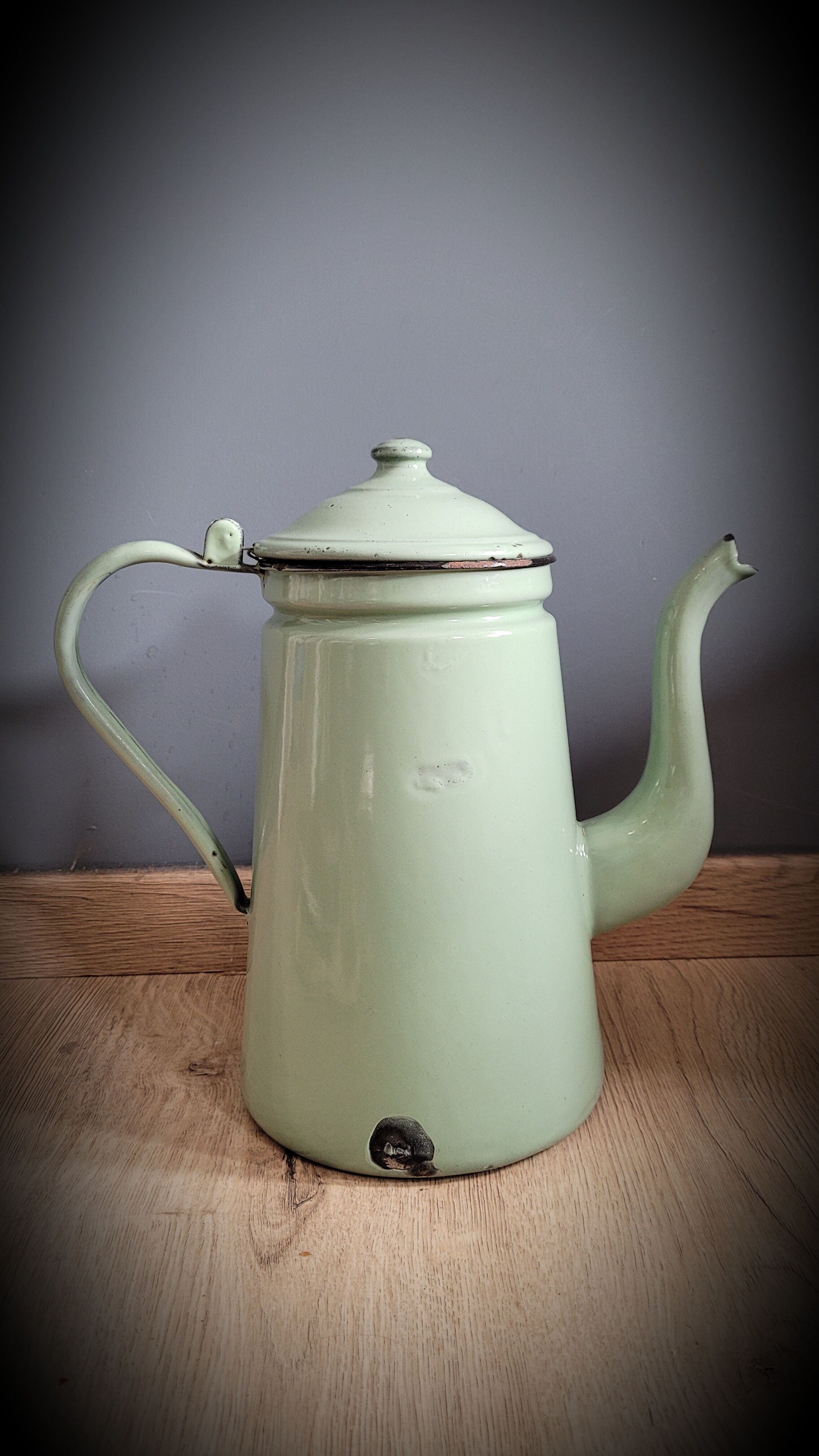 Light green enamelled coffee maker