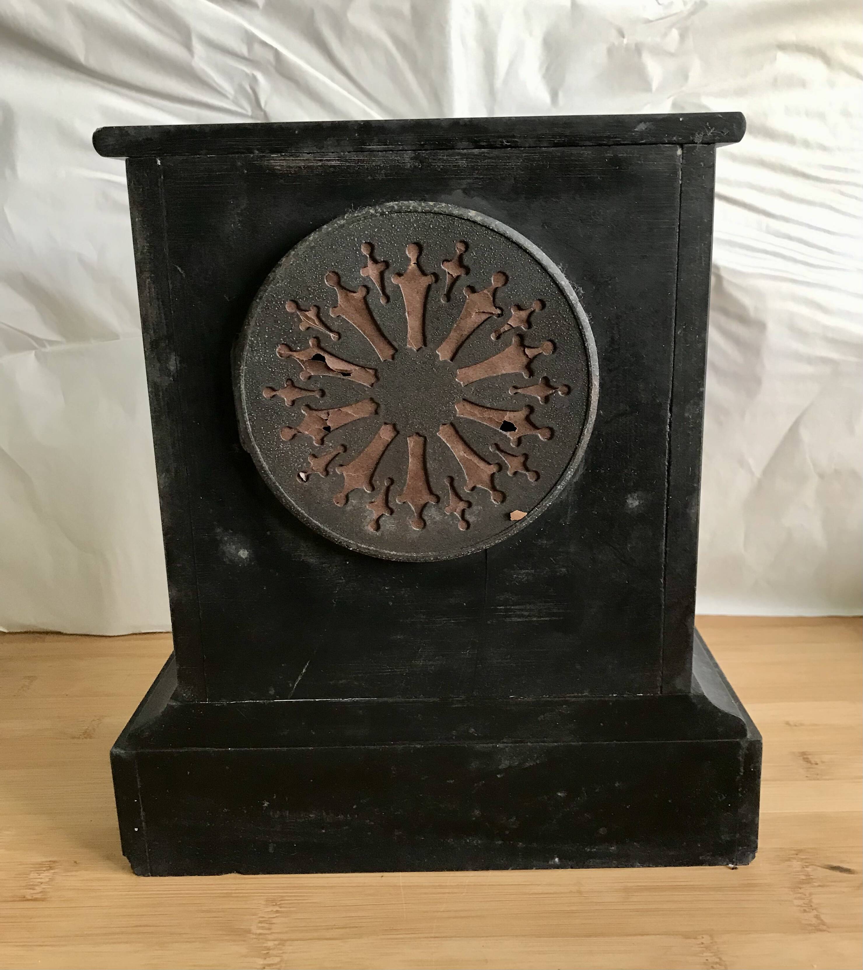 Antique black marble clock from the Napoleon III period