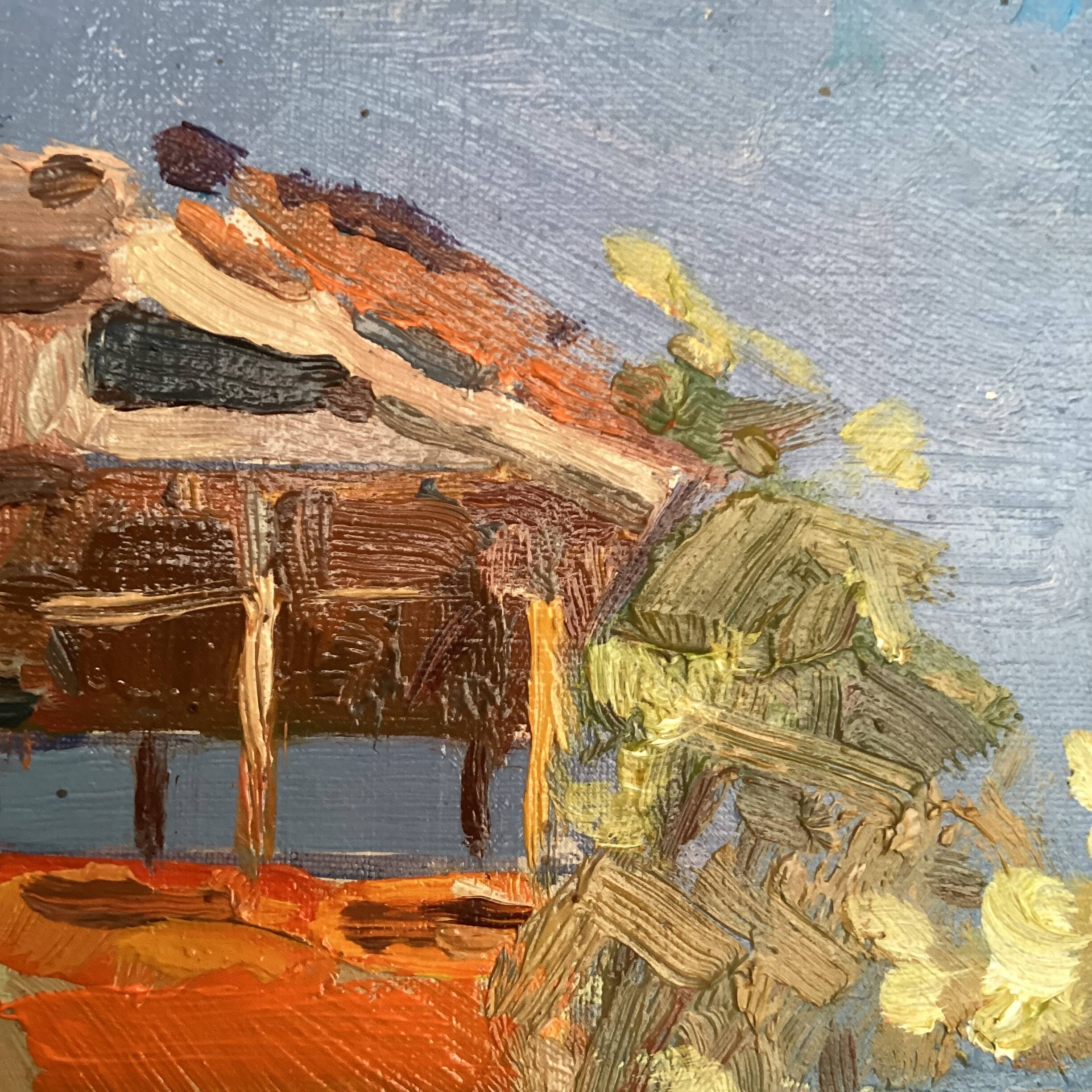 Oil painting on cardboard, dimensions: height -26 cm - width -42 cm -