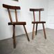 Pair of Savoyard tripod chairs, folk art, oak.