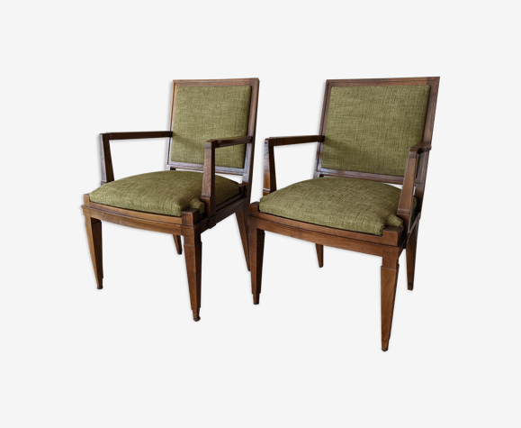 Paire fauteuils en noyer années 40
