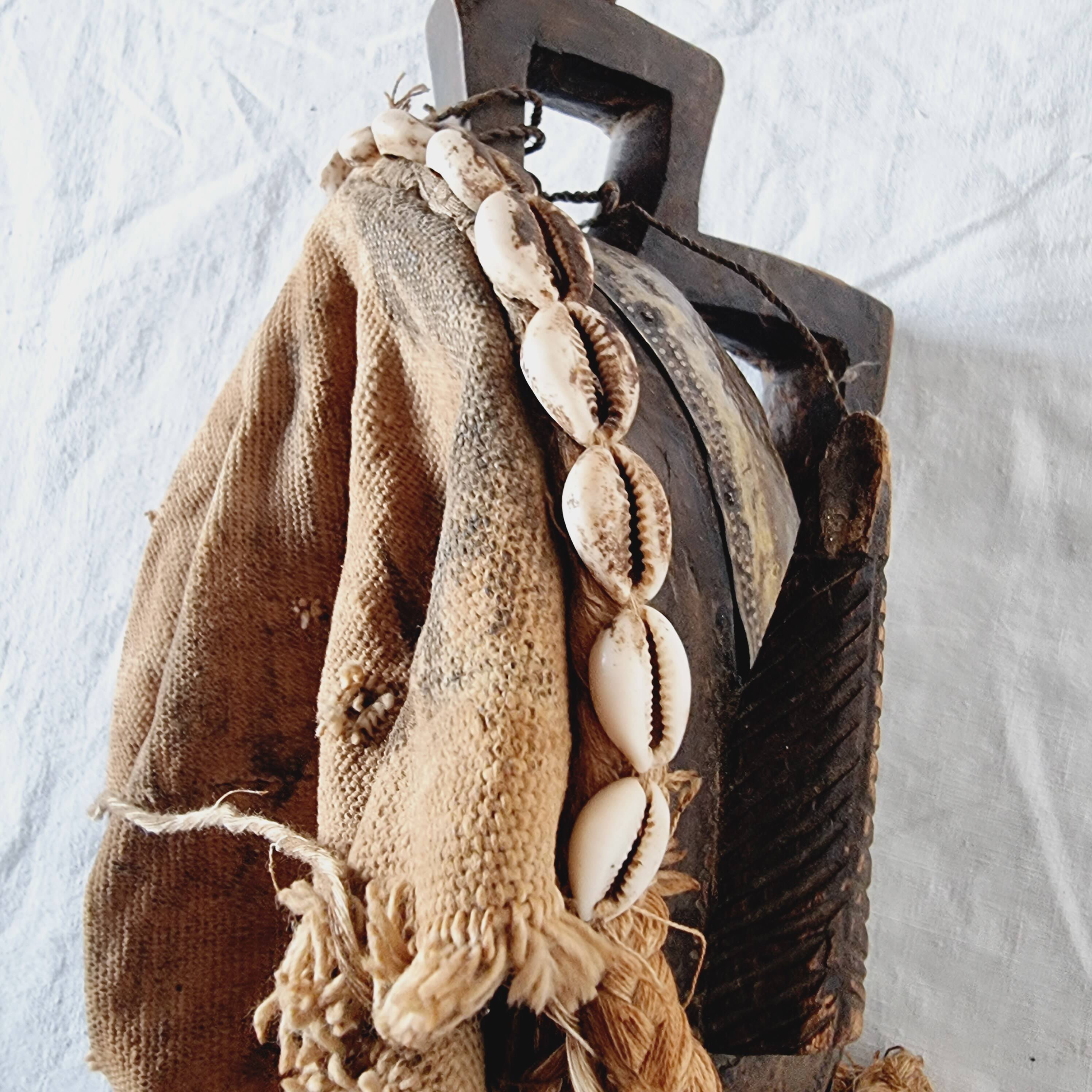 African mask from Mali from the N'Tomo tribe of Marka covered in chiseled brass