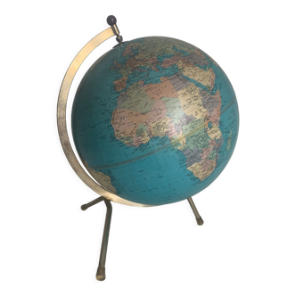 Globe terrestre tripode doré philips Taride vintage 1974 - 33 cm