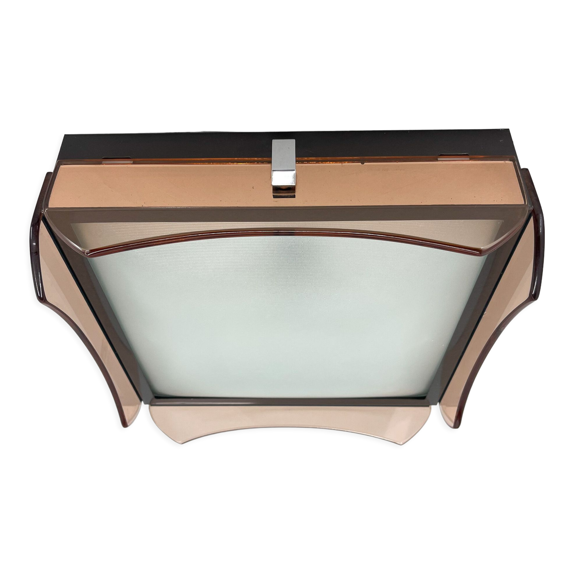 Mid-century Italian Smoked Glass Flush Mount by VECA, Labeled