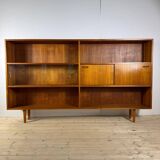 Vintage Clausen & Son teak bookcase with glass doors, Denmark 1960