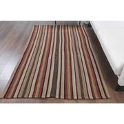 Vintage Turkish Oushak Handmade Wool Cotton Brown Kilim Area Rug 136x214