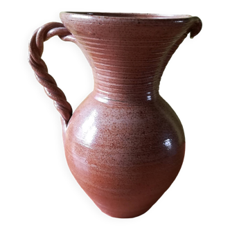 Stoneware jug with twisted handle