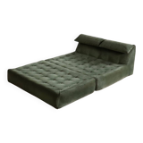 Le bambole bed in green velvet By Mario Bellini for B&B Italia, 1970s
