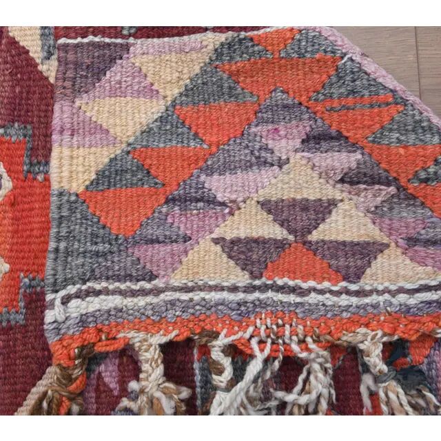 1970s Vintage Turkish Hand-Knotted Wool Cotton Red Runner Rug 89x282