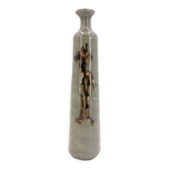 Ceramic bottle vase, abstract decor, 70s