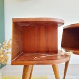 Pair of tripod bedside tables with compass feet