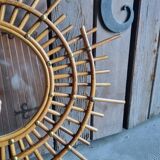 Asymmetrical rattan mirror
