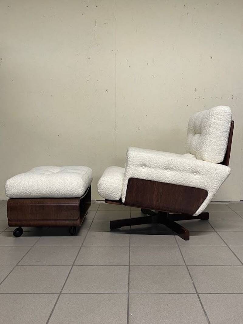 Poltrona 401 con poggiapiedi di Menilio Taro per Cinova, 1964