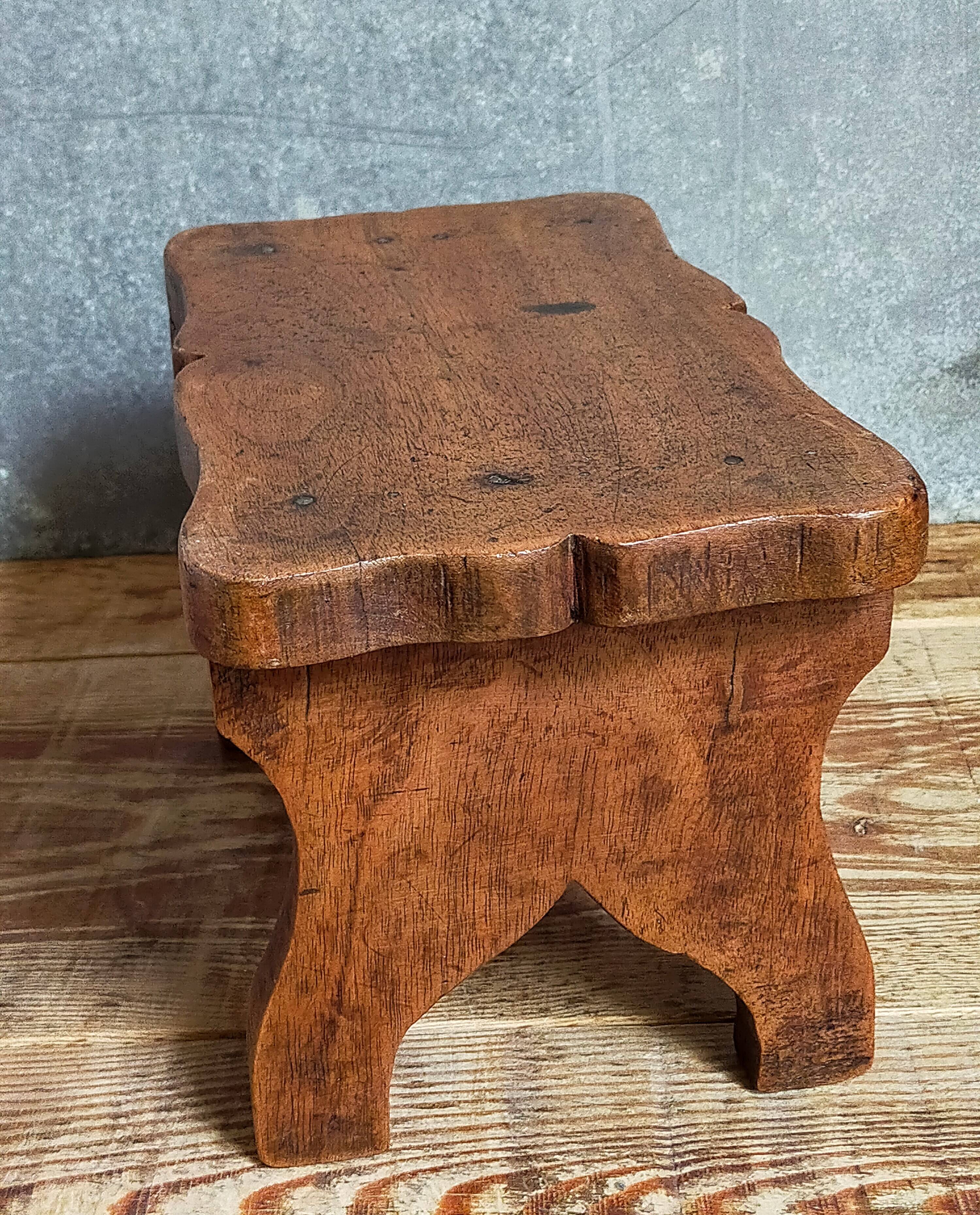 Old solid wood footrest stool
