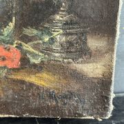 Miniature still life, oil painting signed from the 19th century, French school.