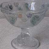 4 glass ice cups with foliage patterns