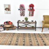 3x12 Brown Mustard Turkish Kilim Runner Rug 101x353Cm